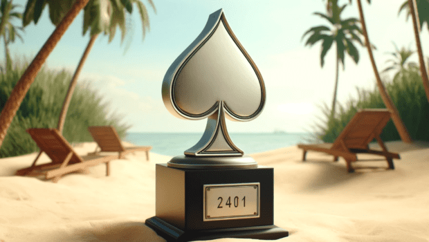 Coveted trophy, “The Silver Spade”, competed for during Bridge Championship on Risa
